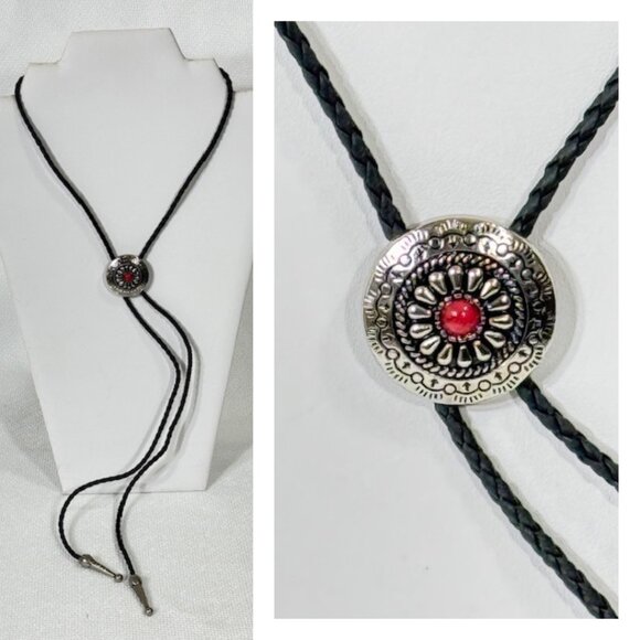 Other - Silver-tone and black cord western cowboy bolo tie.